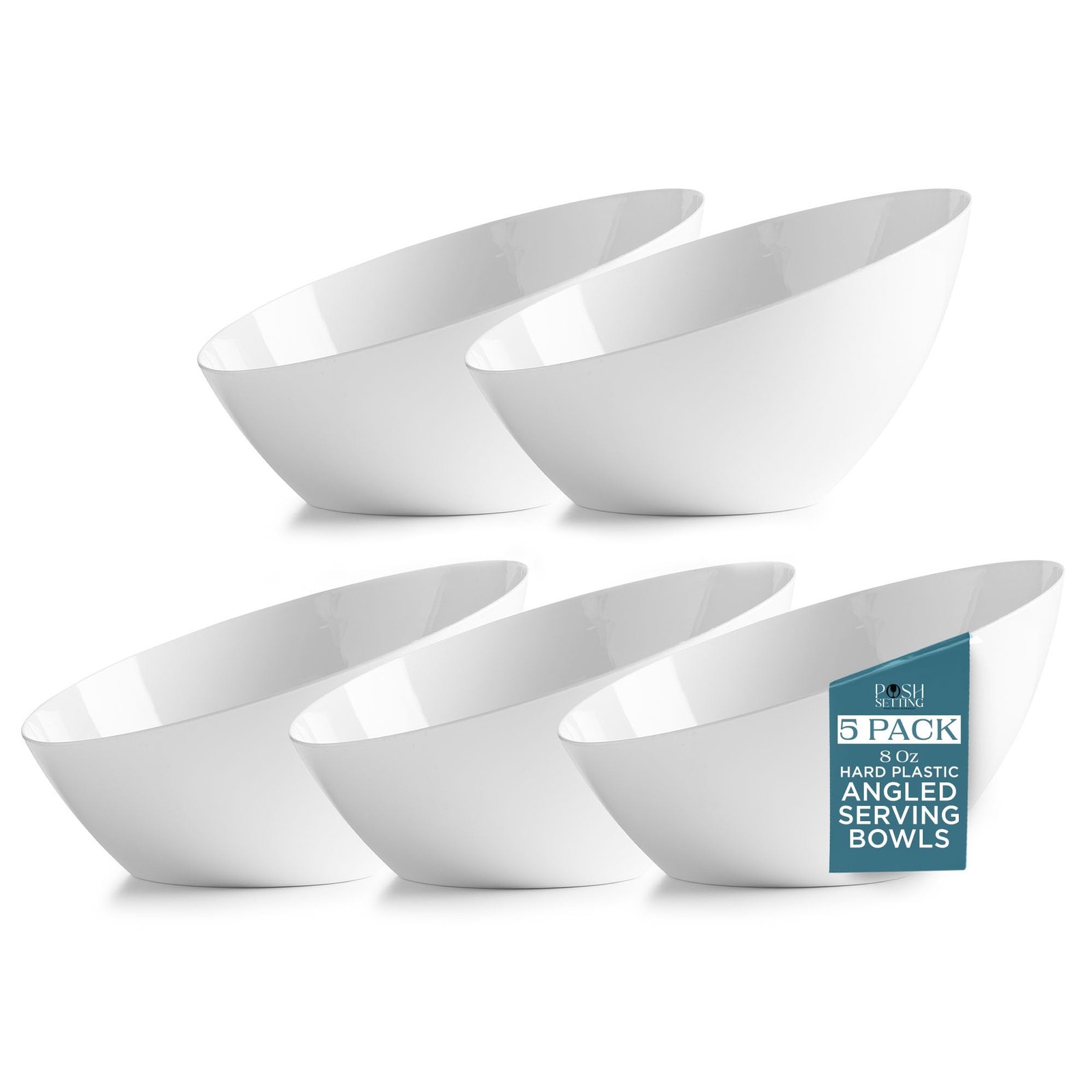 – White Plastic Serving Bowls for Party Angled Bowls Disposable Chip Bowls Candy