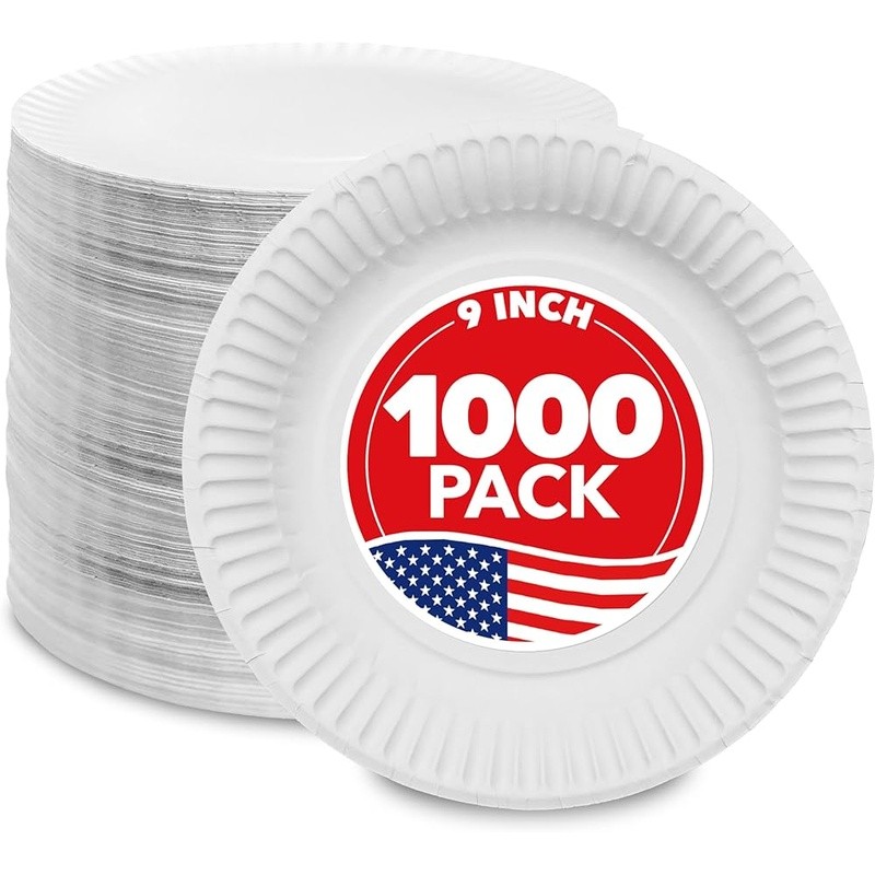 Round Disposable Paper Plates Bulk Pack Easy Cleanup New