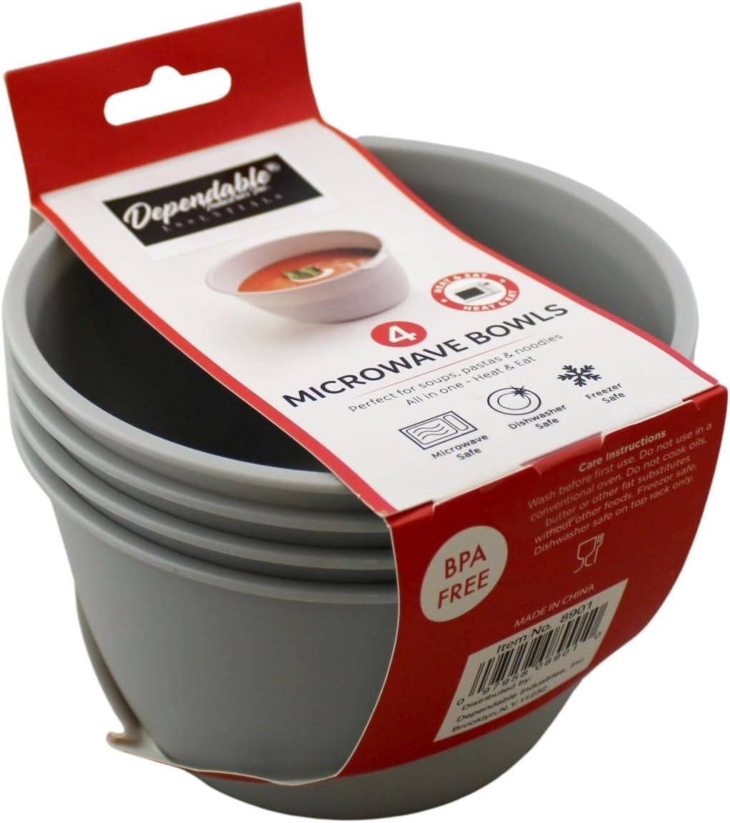 Unbreakable Microwave Bowls Heat and Eat 26 OZ Dishwasher Safe Bpa-Free Plastic