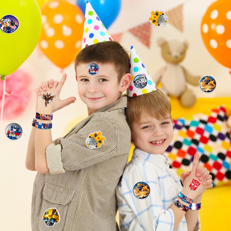 Transformers Themed Kid Birthday Party Supplies Slap Bracelets Favor Set Sticker