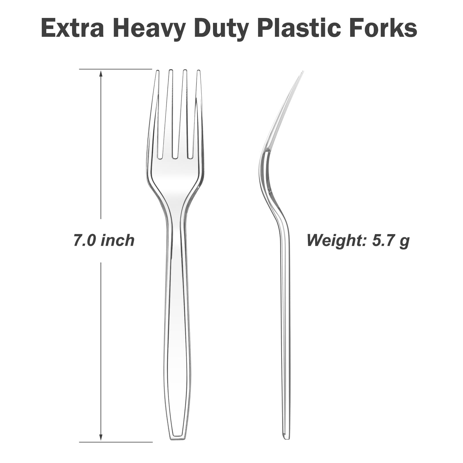 100 Count Extra Heavy Duty Clear Plastic Forks Disposable, BPA-Free, Heat Res…