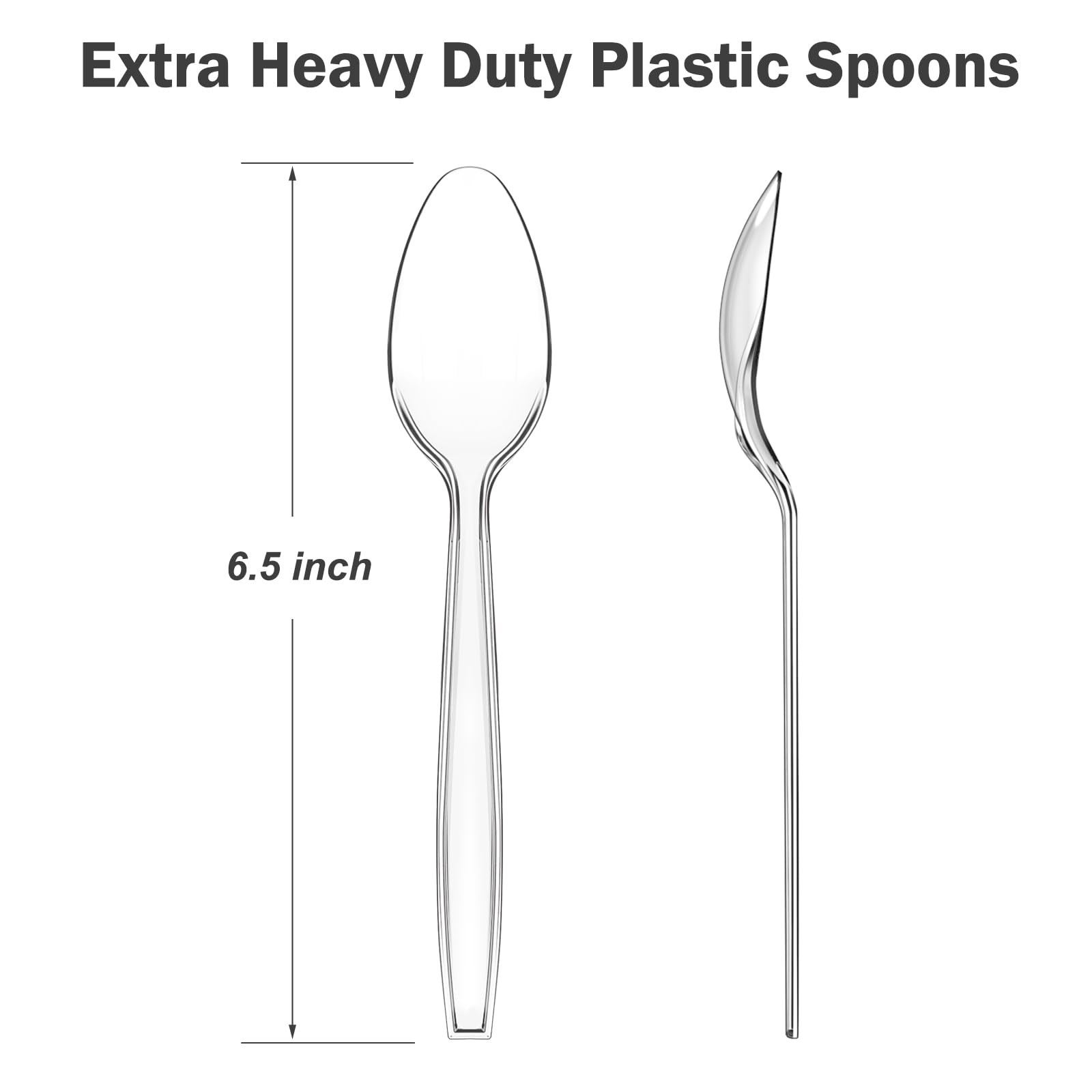 100 Count Clear Plastic Spoons Disposable, BPAFree, Heat Resistant, Solid and…