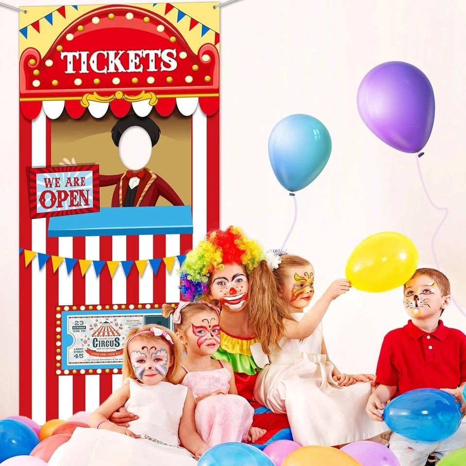 Carnival Circus Party Decorations Photo Door Banner Ticket Booth Polyester Birth