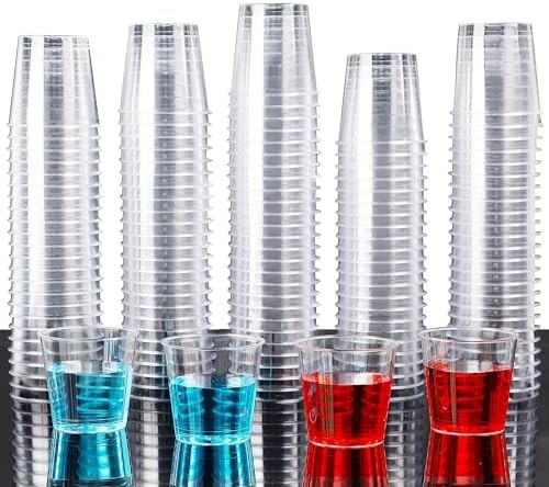 500 Shot Glasses, 1oz Clear Plastic Disposable Hard Cups, Mini Cups Great Contai