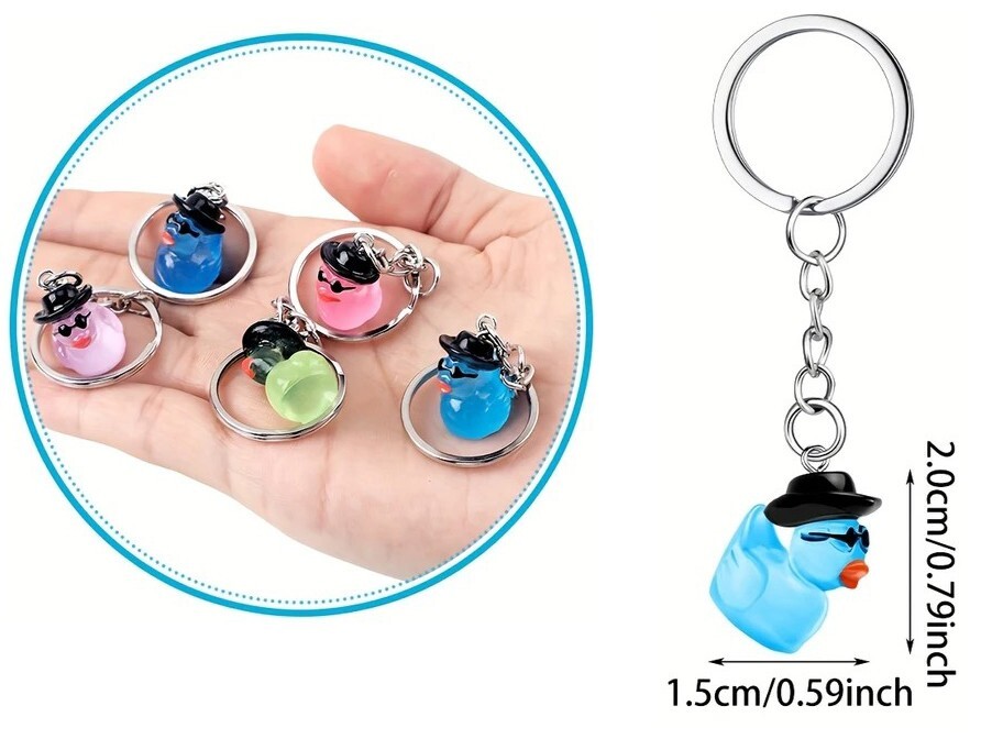 SET OF 10 COLORED COWBOYS CRUISING DUCK COWBOY KEYCHAINS CRUISE DUCKIES PENDANT