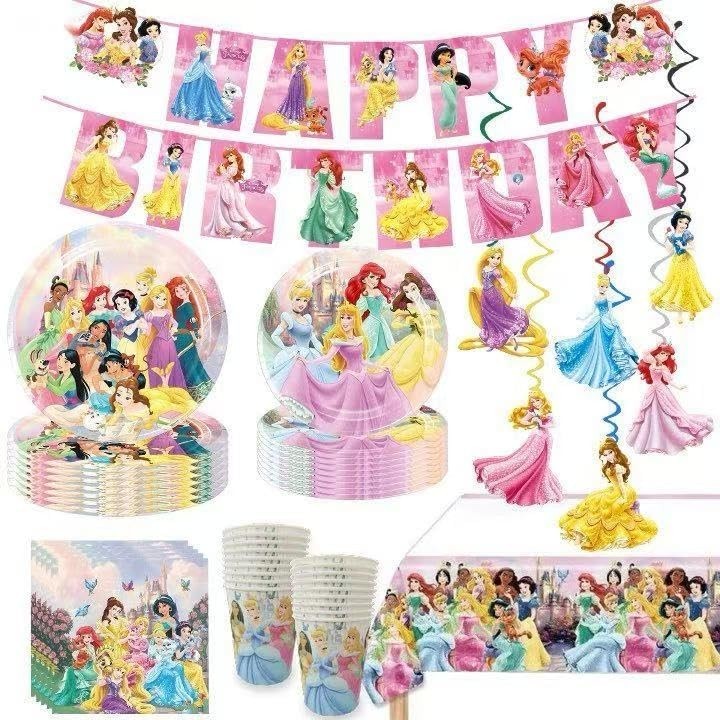88PCS Disne Princess Birthday Decorations:40 Plates 9 inch + 7 inch, 20 Napki…