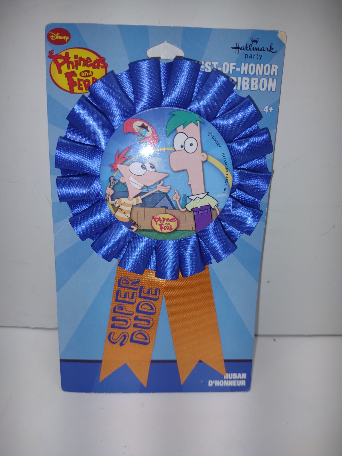 New In Package Vtg Hallmark Phineas & Ferb Guest of Honor Ribbon Pin