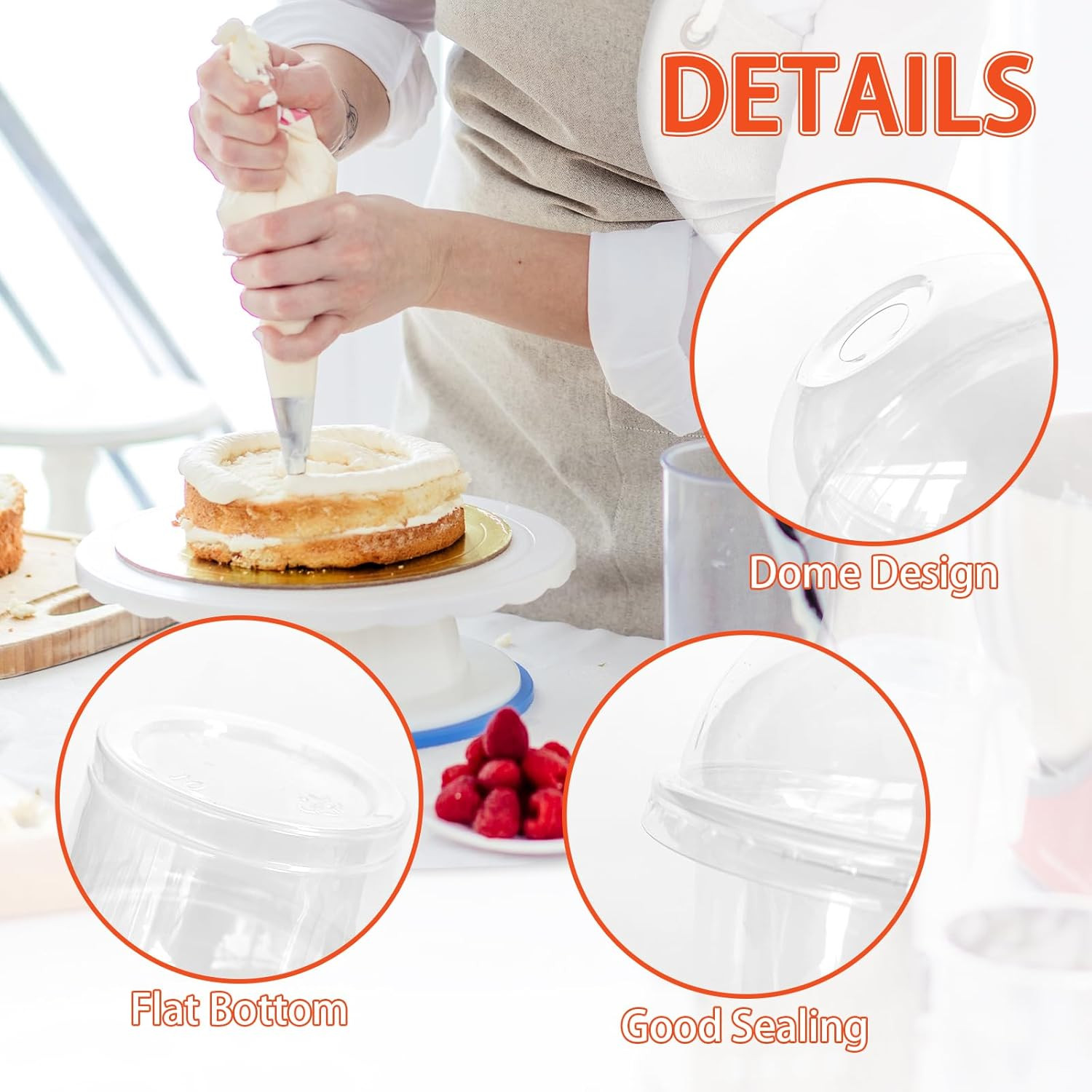 50 Pcs 8 OZ Disposable Plastic Cups with Dome Lids,Clear Dessert Cup,Mini Parfai
