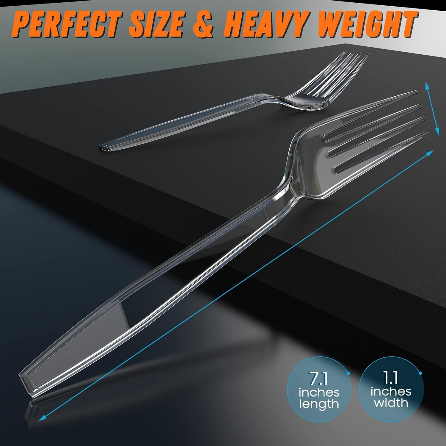 7.1″ Clear Plastic Forks Heavy Duty with Heat Resistant & BPA Free, Solid and