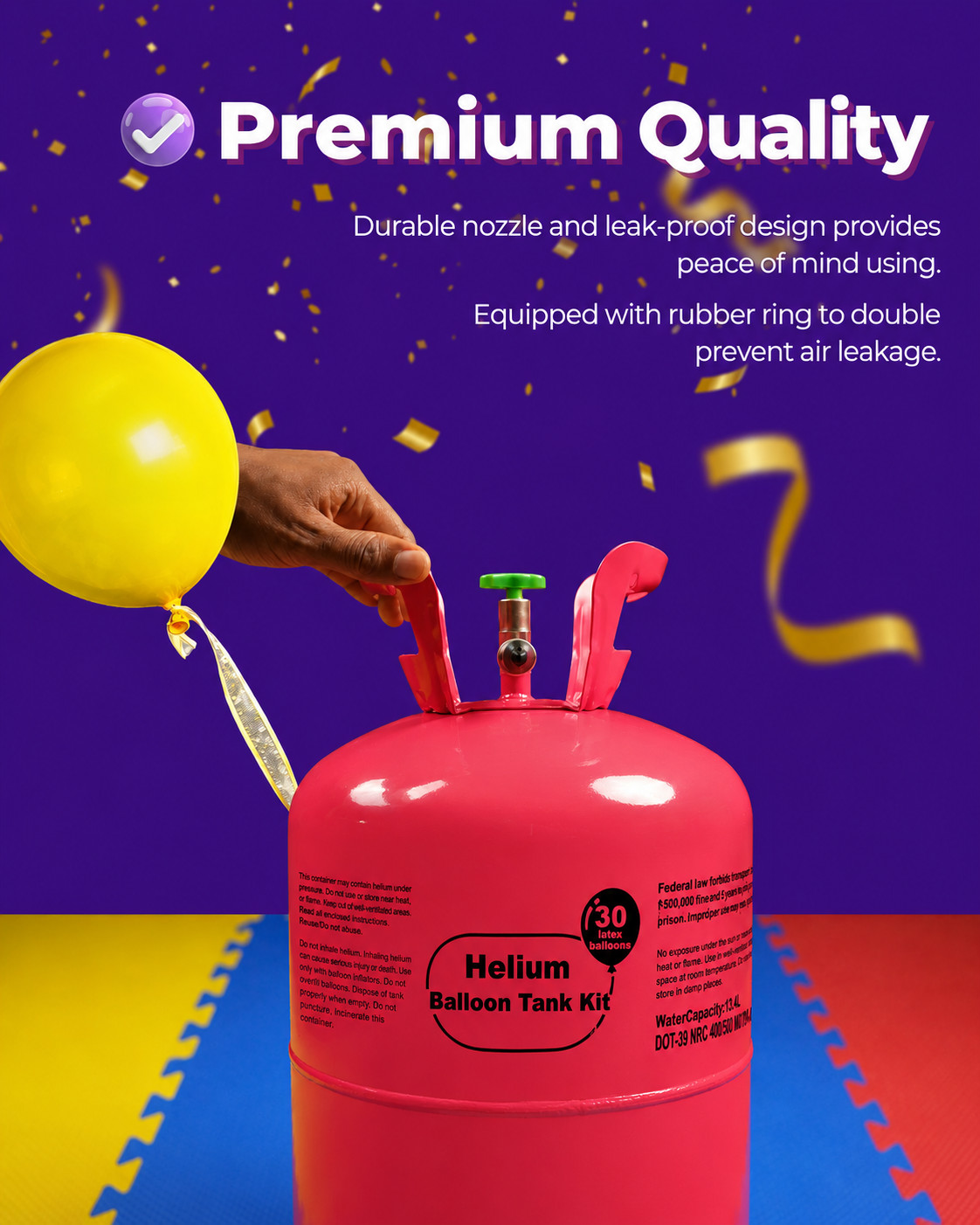 Helium Tank Balloon Kit up to 30 Balloons (Included)- 7L