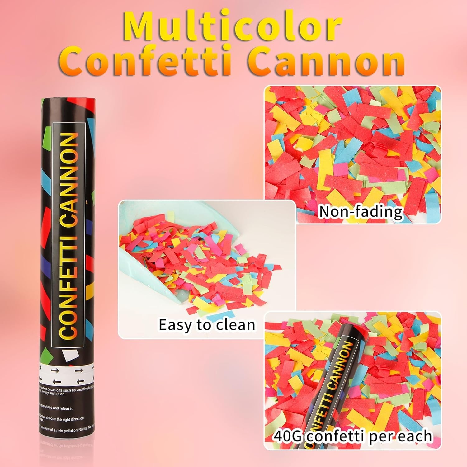 Celebration Ready: 6 Pack 12 Inch Multicolor Confetti Cannons for Any Occasion