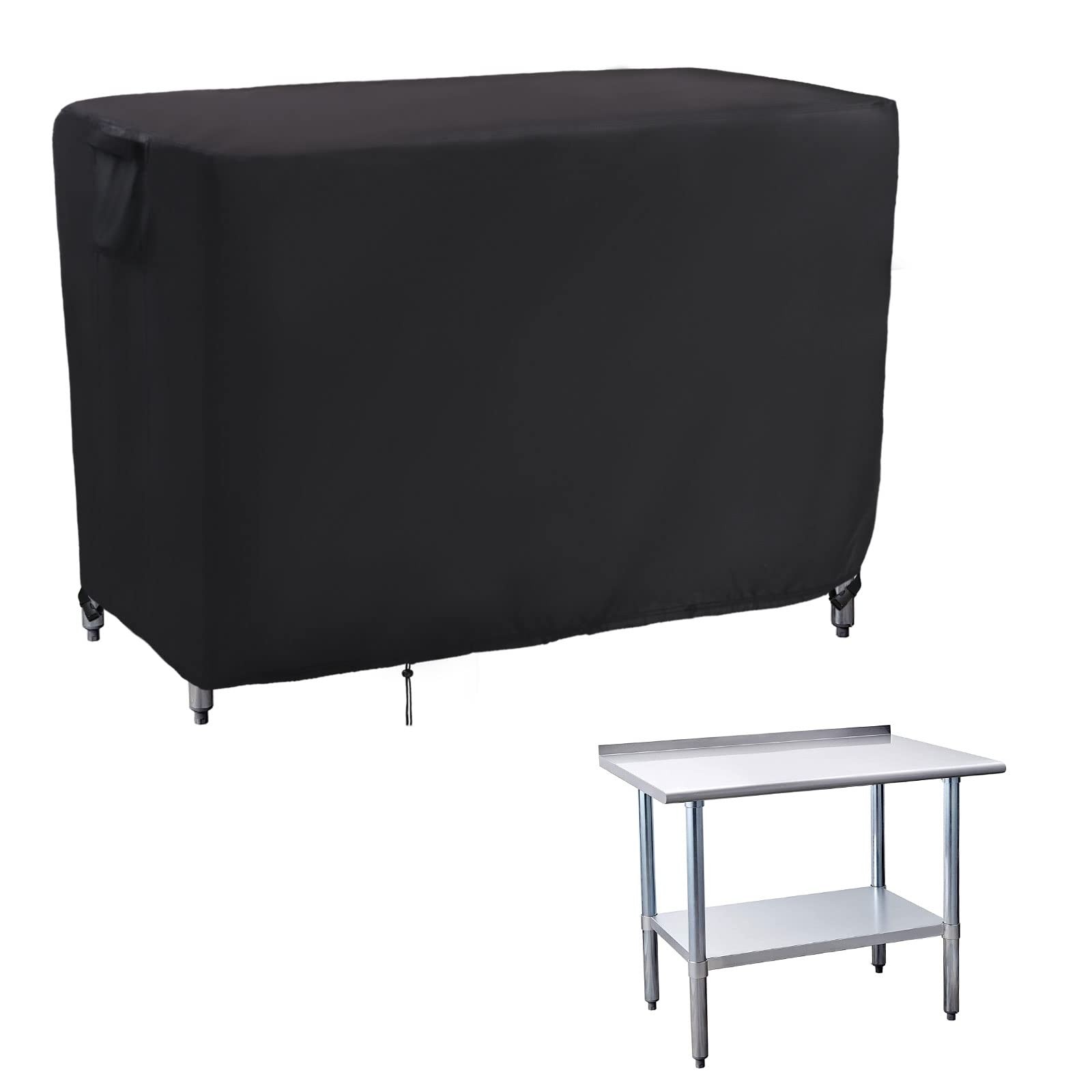 Kingling Outdoor Prep Table Cover 48 Inch, Waterproof Stainless Steel Black