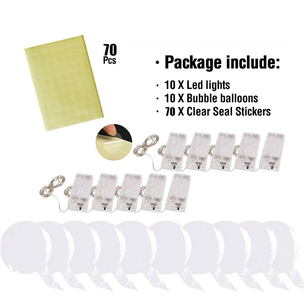 10 PCS LED Light Up BoBo Balloons 20″ Clear Bubble Balloon Birthday Party Decor
