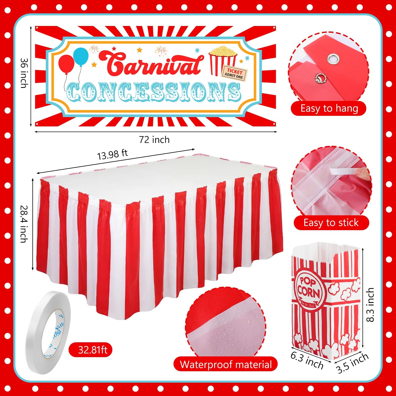 52 Pcs Carnival Circus Party Decorations Concession Stand Supplies Kit with C…