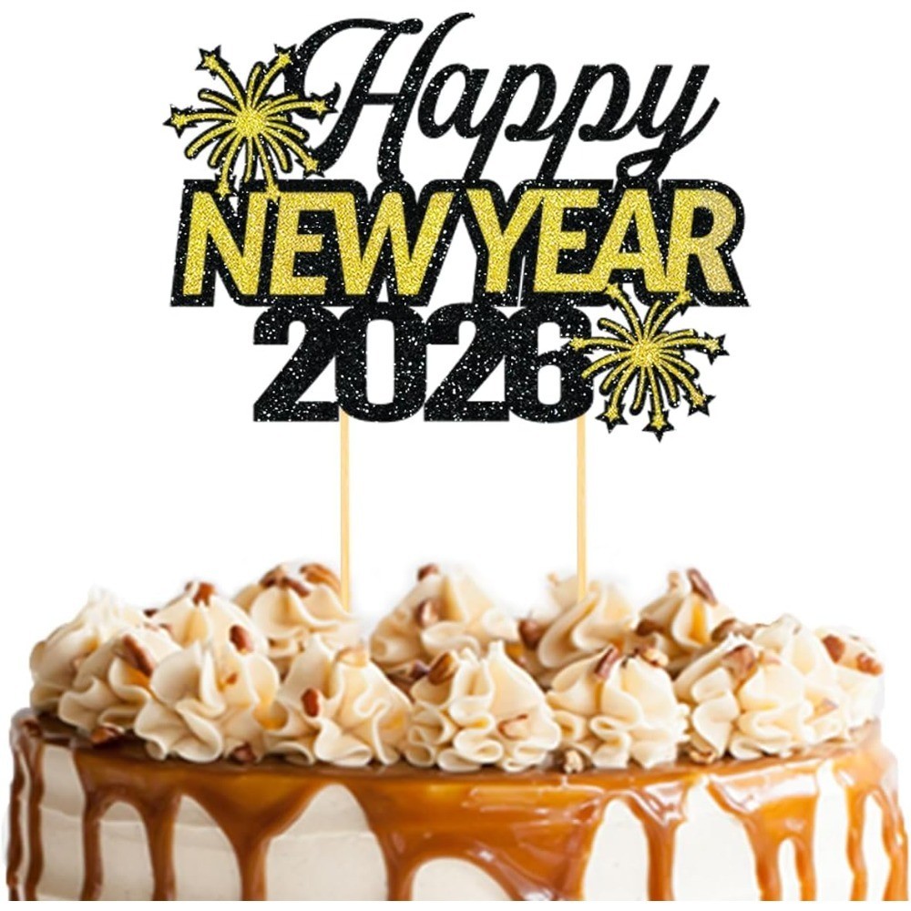 New Year Cake Toppers for New Year Party Decoration Supplies (happy new year)