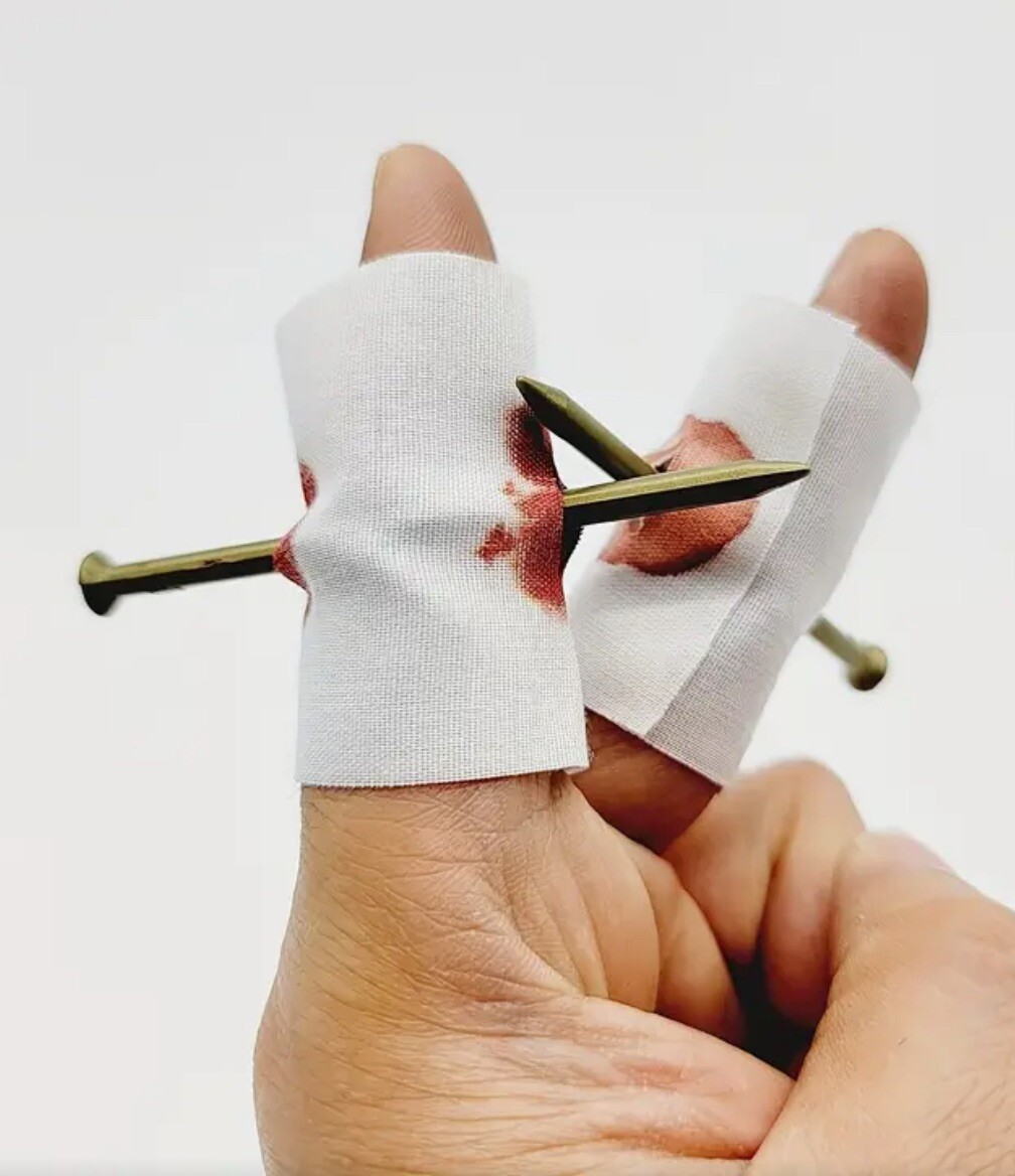 2 PACK – Funny Prank Prop Fake Finger Through Nail Prank Toys Scary Prank Toys