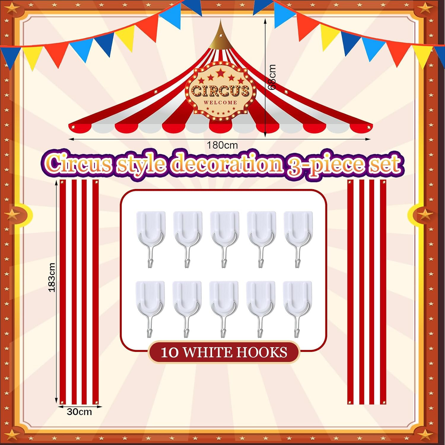 3 Pcs Circus Tent Decorations Carnival Circus Theme Party Decorations Carnival T