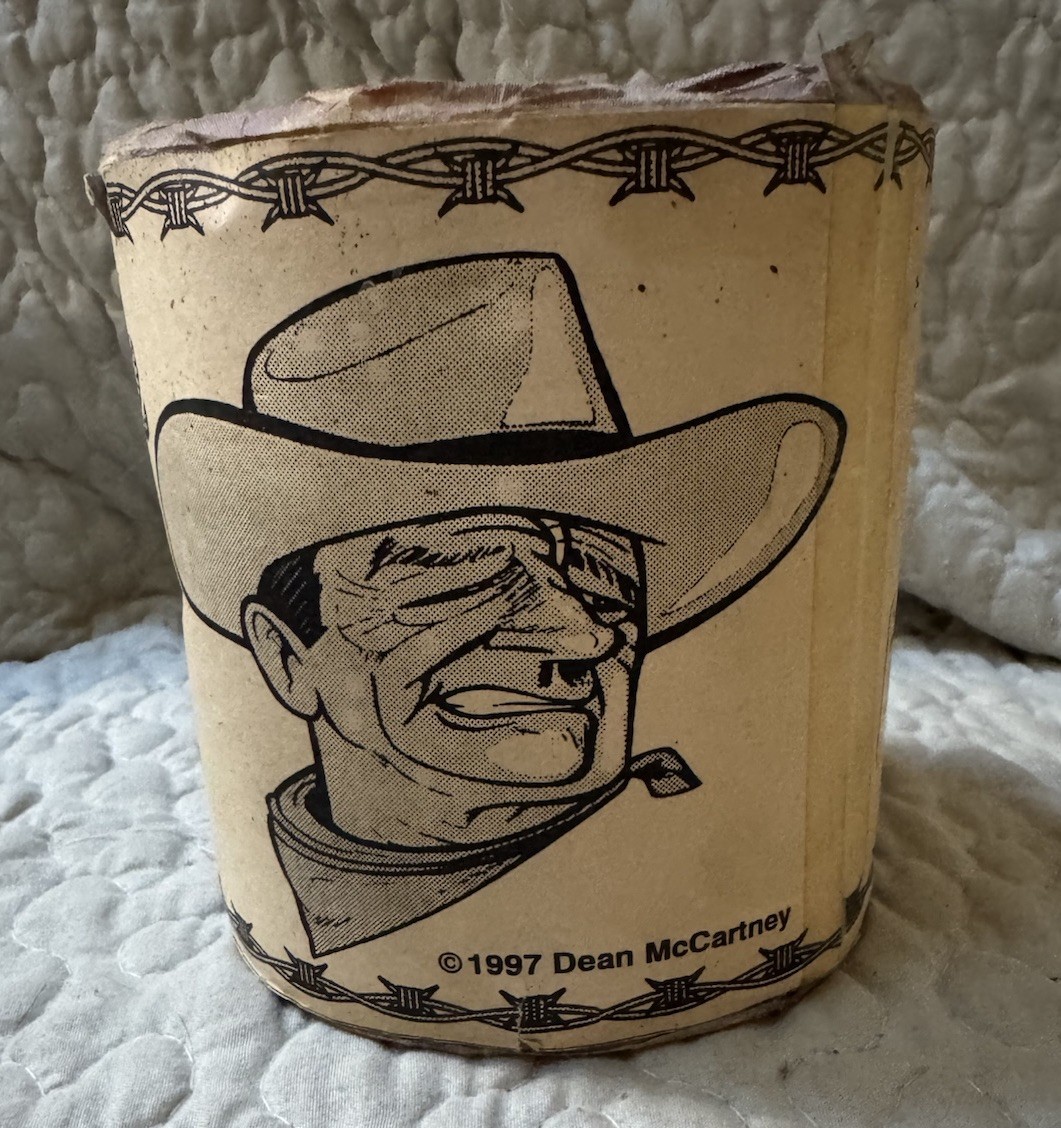 Vintage 1997 John Wayne Toilet Paper Gag Gift Novelty Roll Dean McCartney