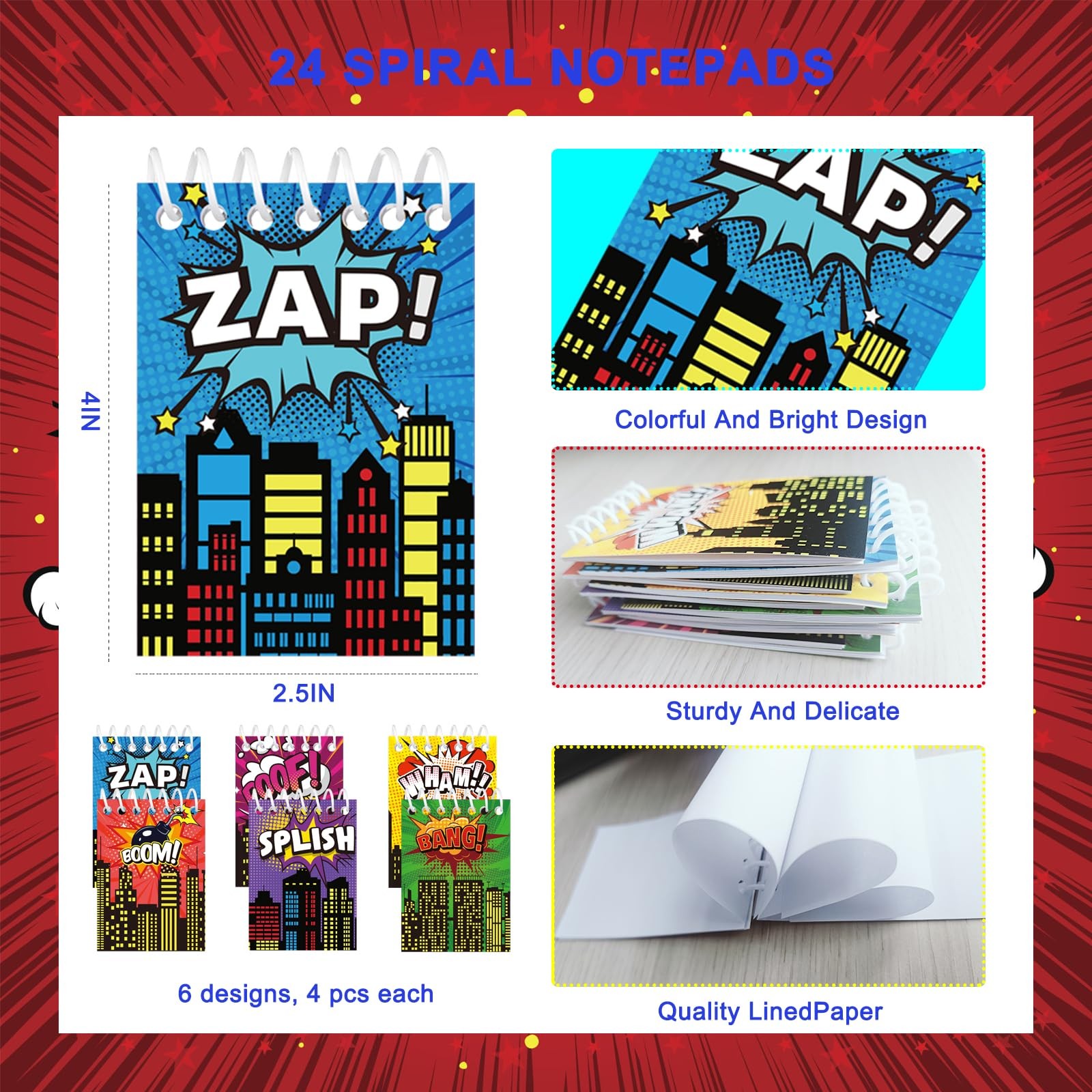 Apz 196 Pcs Hero Party Supplies Favors Include 24 Pack Spiral Notepads