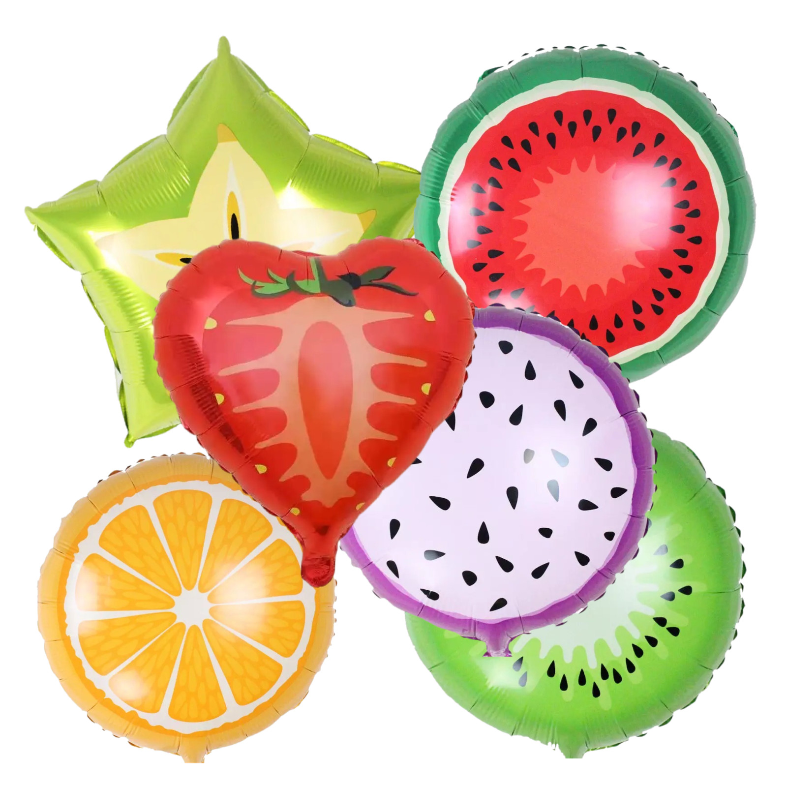 6 pcs fruit foil balloons Tropical Fruit Mylar Party air solid color New