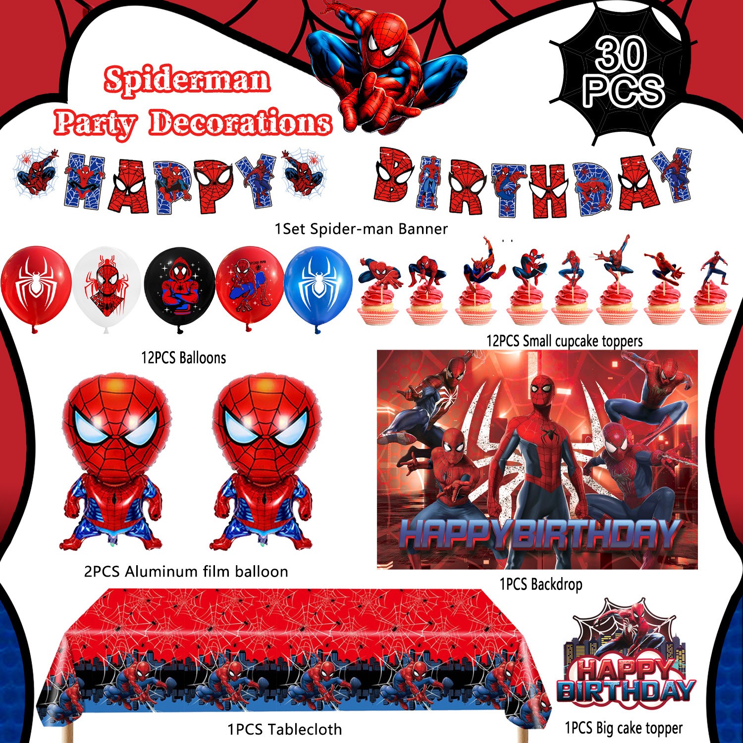 Spider Man Party Decorations Marvel Party Supplies Balloons Tablecloth Backdrop
