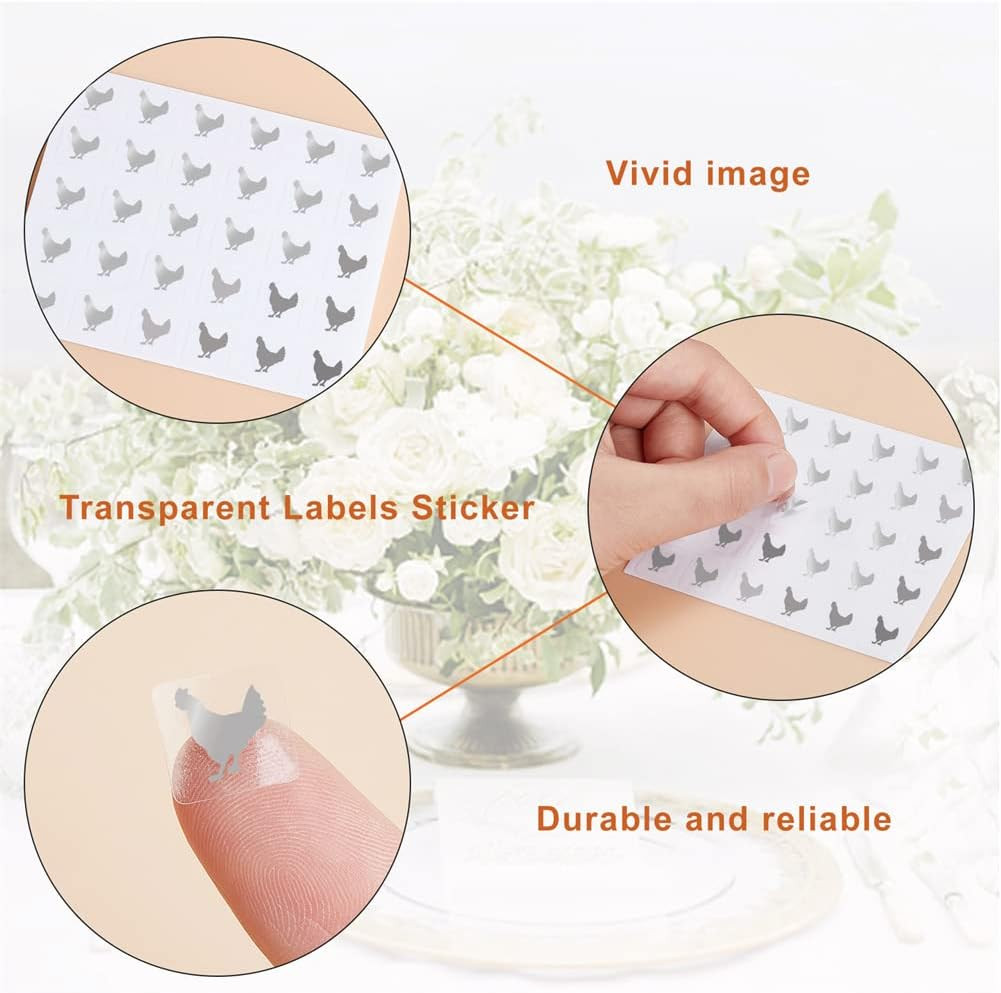 2400Pcs 0.5 Inch Silver Meal Stickers – Cow/Chicken/Fish/Carrot Design