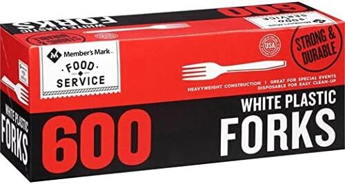 Member”s Mark Heavyweight White Plastic disposable Forks – White (600 Piece)