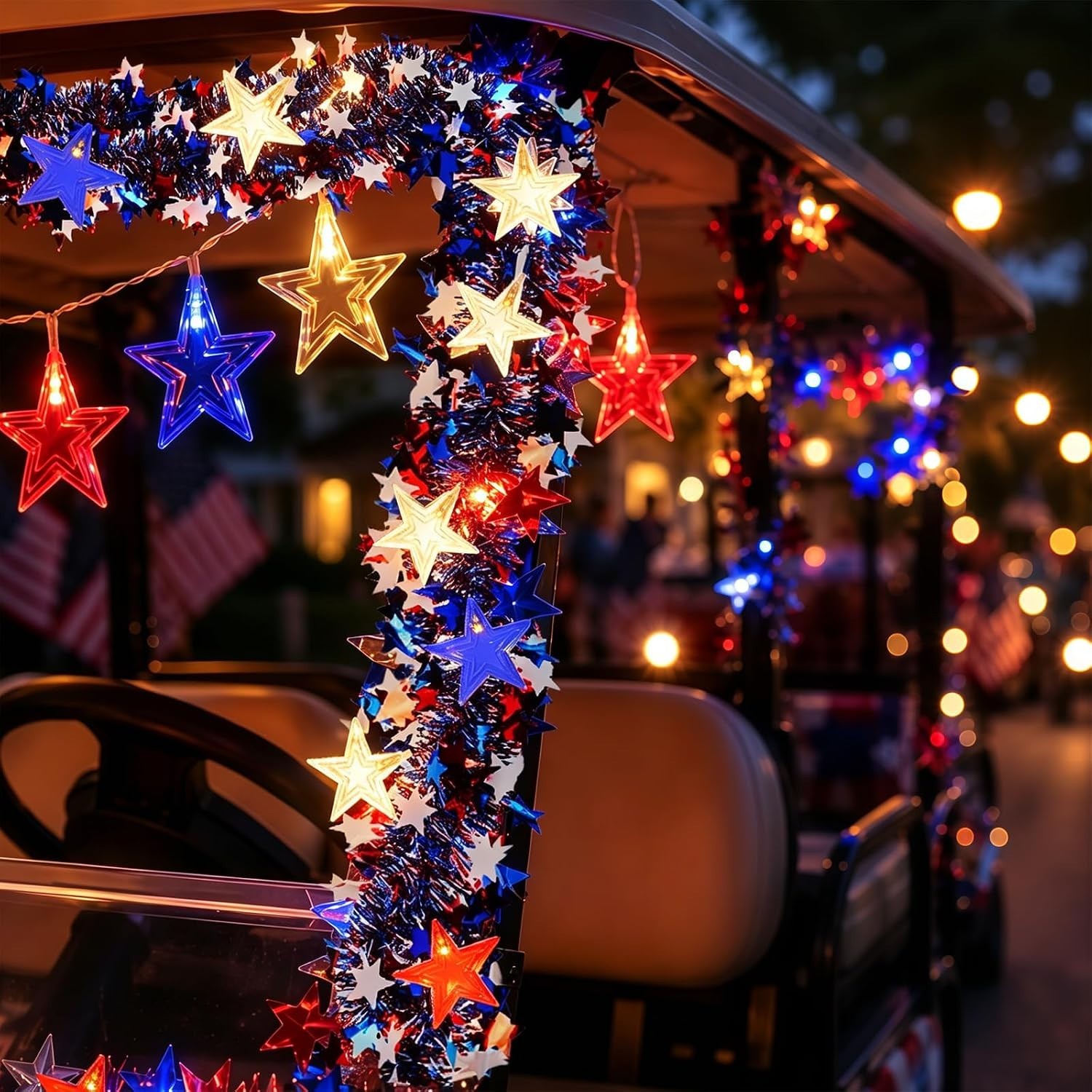74 PCS Lighted 4th of July Golf Cart Decorations Kit with LED Star String Lig…