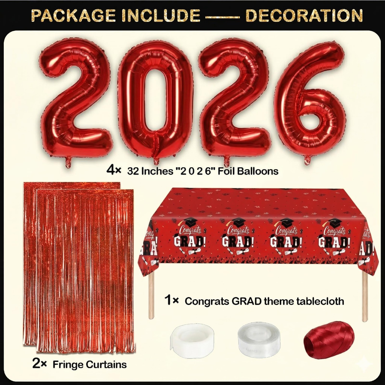 Black and Red Graduation Decorations Class of 2026 – Graduation Balloon Boxes…
