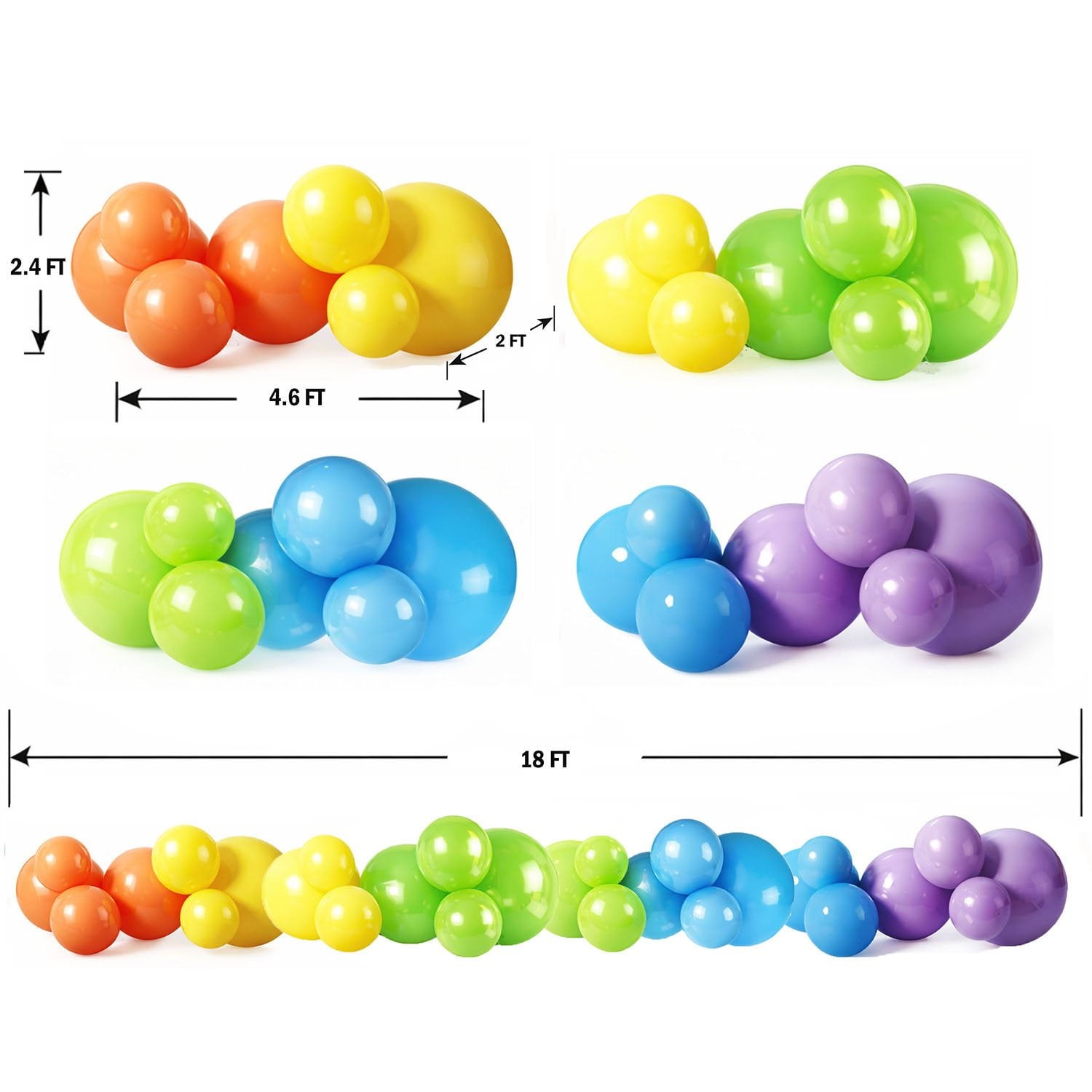 PartyAire 18′ Reusable PVC Balloon Arch, 28 pc_Rainbow SAMEDAYSHIP!!