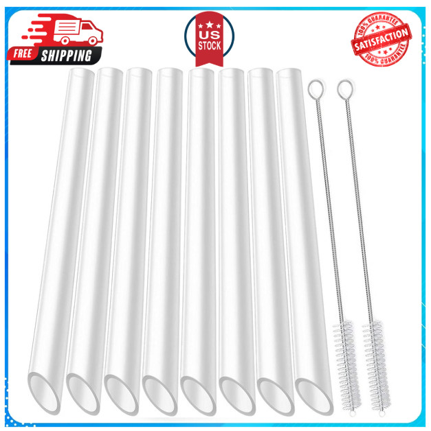 ALINK Reusable Clear Boba Straws, 13 mm x 10.5 in, Jumbo Hard Plastic Smoothie S