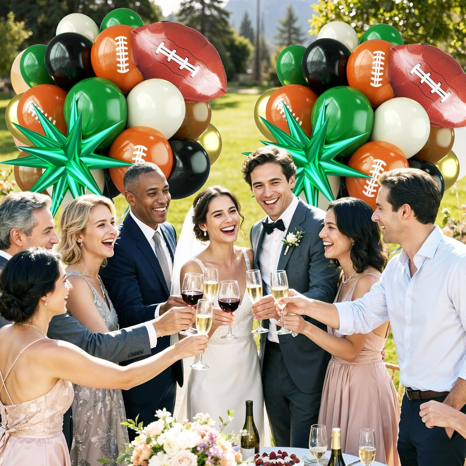 Football Balloons,Dark Green Black Beige Balloons with Football Foil Balloon for