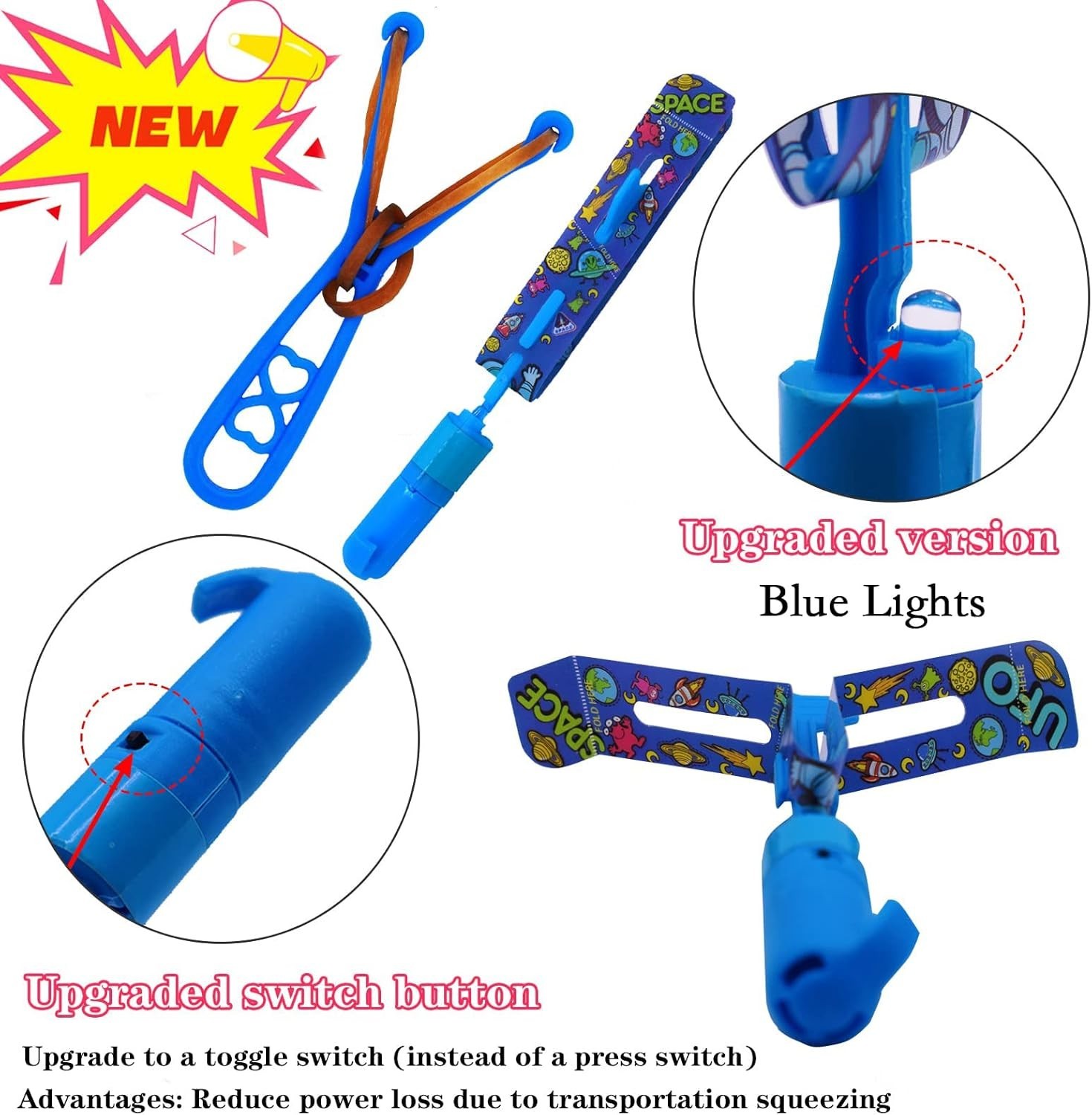 Rocket Slingshot Flying Toys with LED Lights – 12 Pcs Kids Outdoor Game with