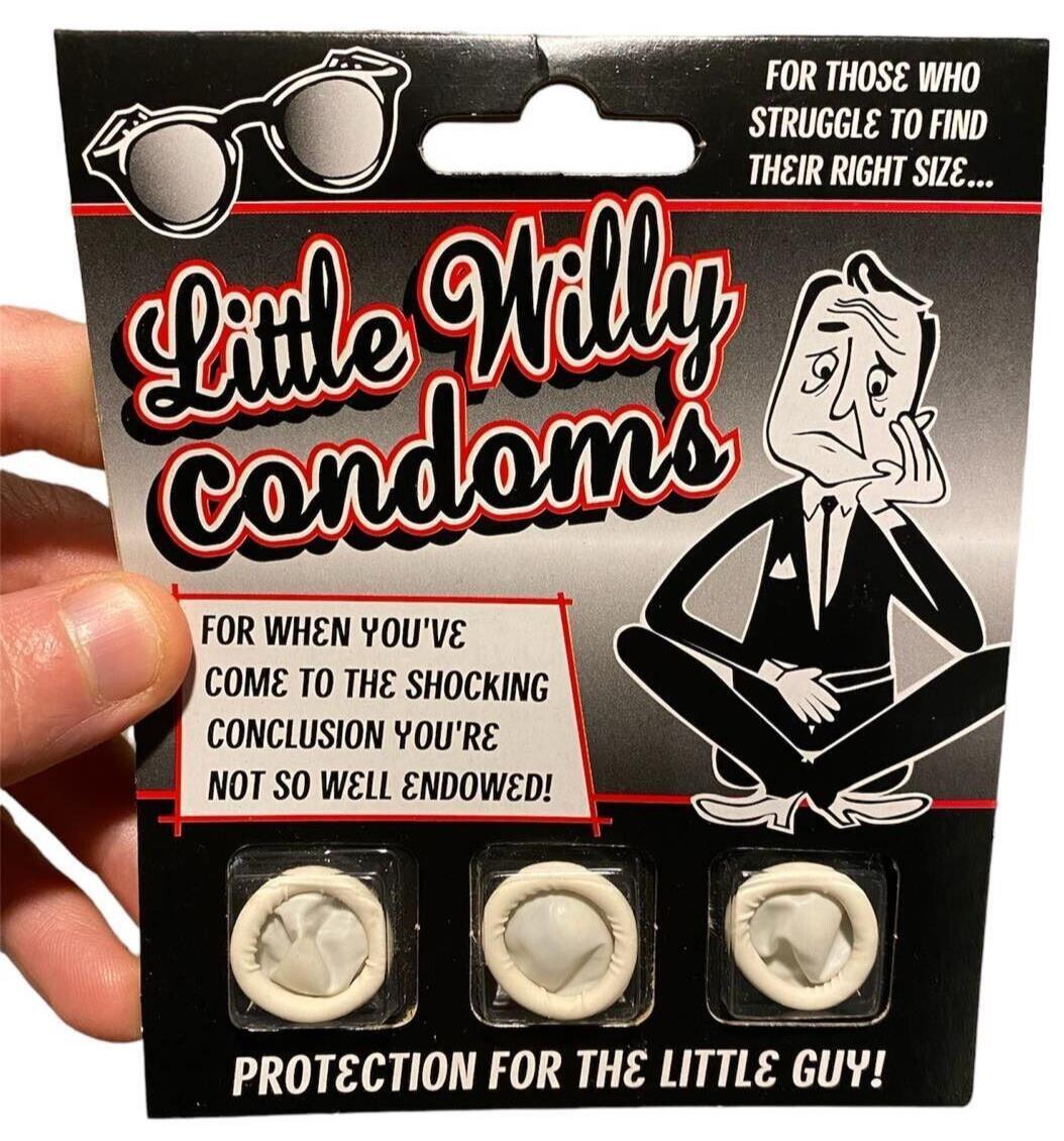 3pk LITTLE WILLY CONDOMS – Small Pecker Gag Prank Joke – Sata Christmas Gift