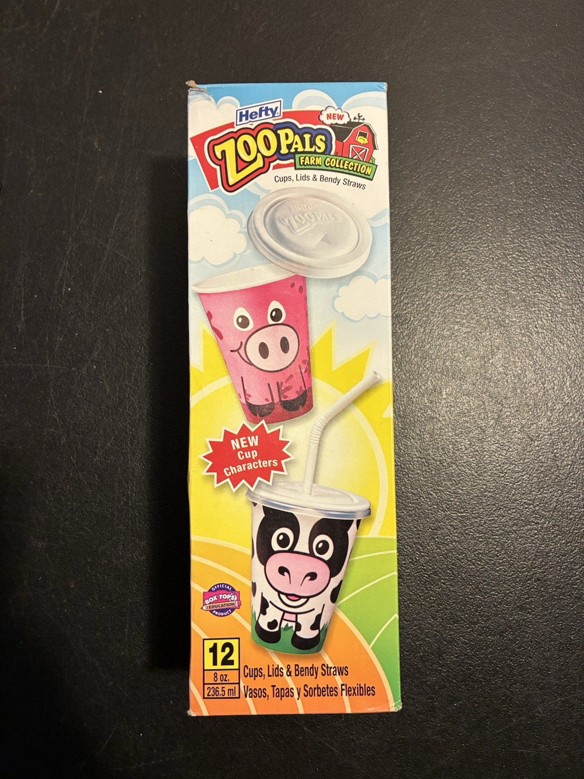Zoo Pals Farm Collection Cups Lids Bendy Straws Vintage Pig Ladybug Sealed Box