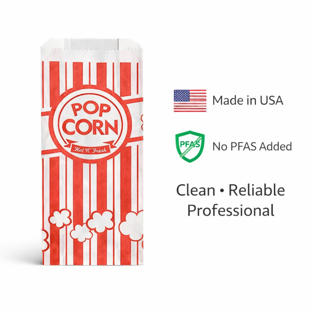 Carnival King #4 Popcorn Bags Kraft Paper 1.1oz Concession 3.75×1.75×9.5 1000