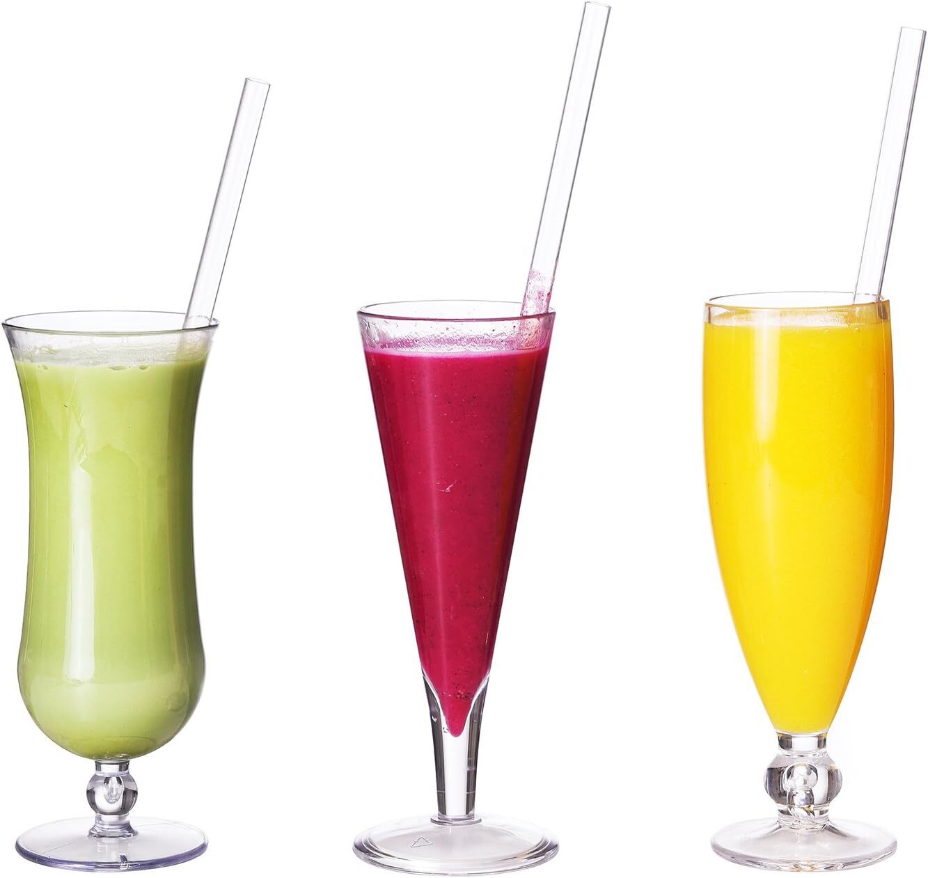 ALINK Reusable Clear Smoothie Straws, 10 in x 10 mm Jumbo 8 Piece Set,