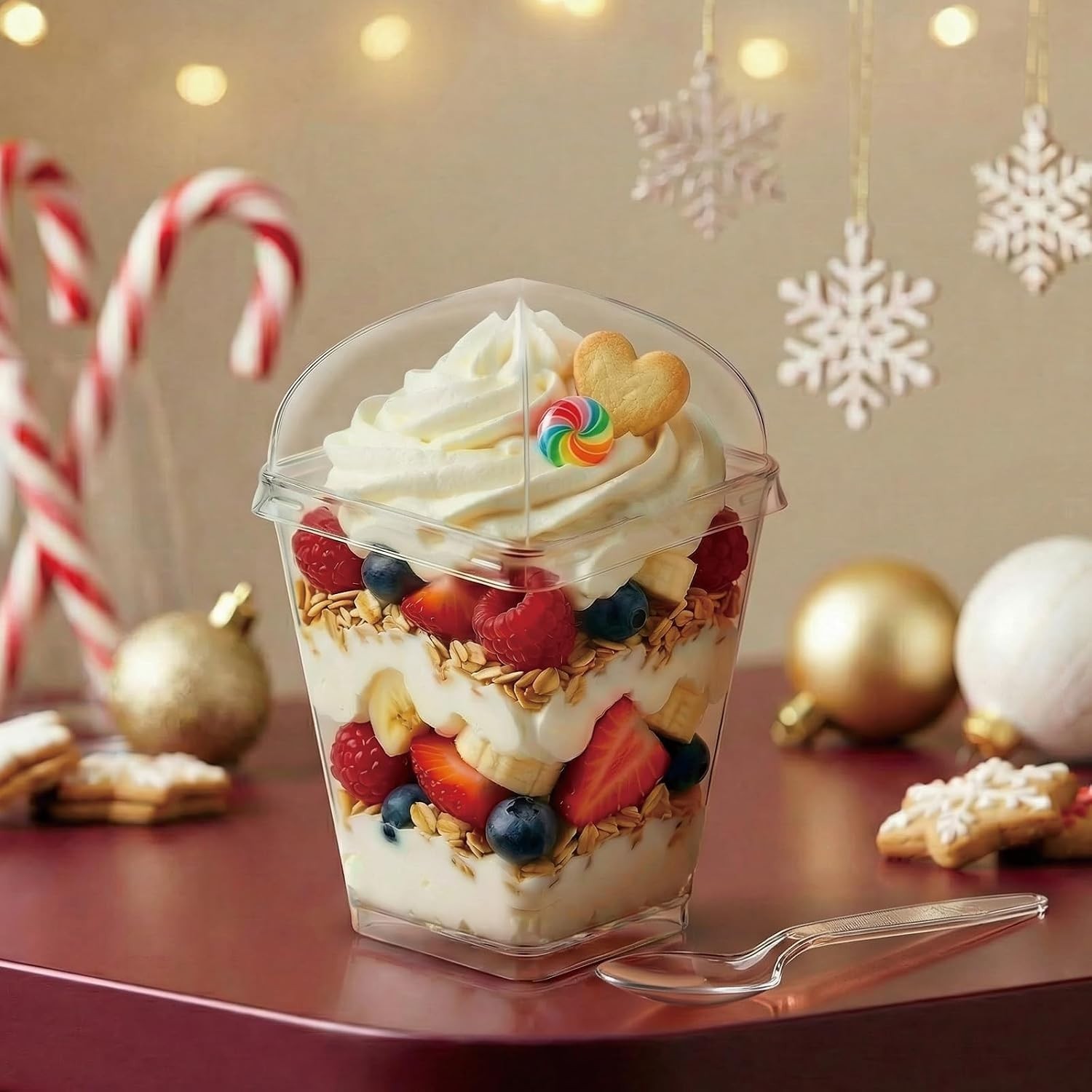 50Pack 5oz Clear Dessert Cups with Lids & Spoons – Perfect for Elegant Parties