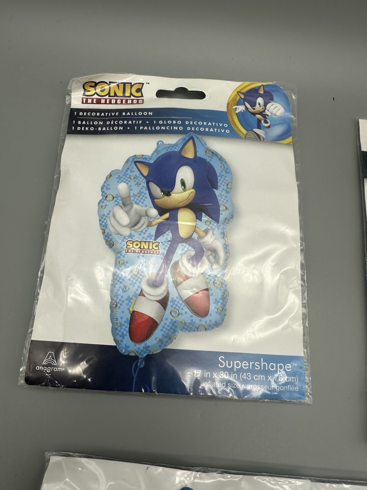 Sonic The Hedgehog Balloon Set Of 3-53in, 30in, 15in -new
