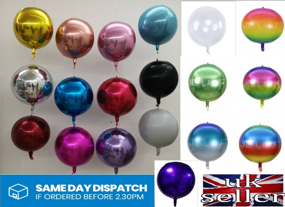 Orb Round Sphere Ball Foil Helium Balloon 4D 15in / 22in Party Event Super Shiny