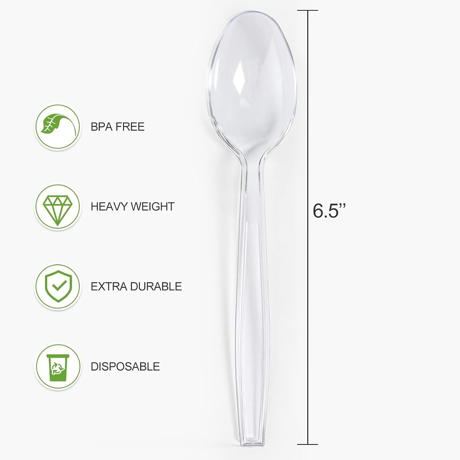 400 Count] Heavy Duty Plastic Spoons, Premium Disposable Spoons, Durable Plastic