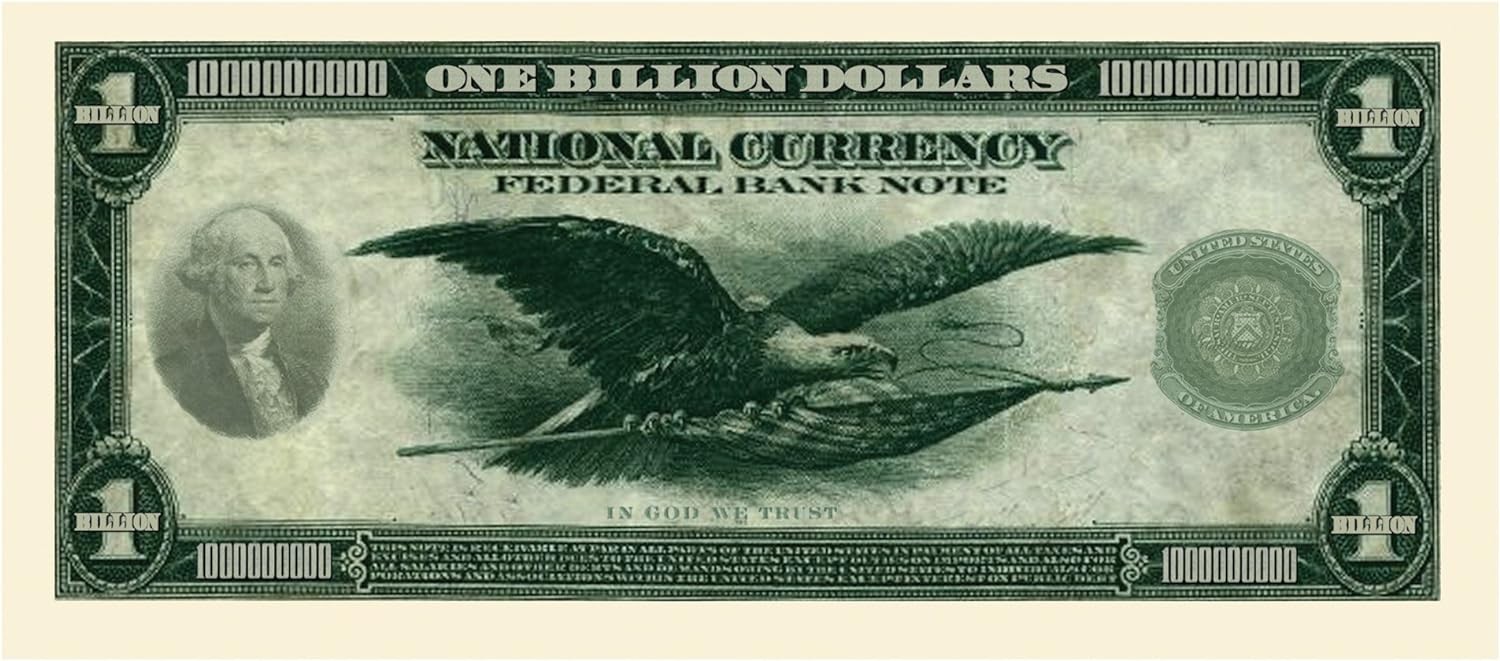 100 TOTAL – Classic Billion Dollar Eagle Party Novelty Fake Poker Money Bills