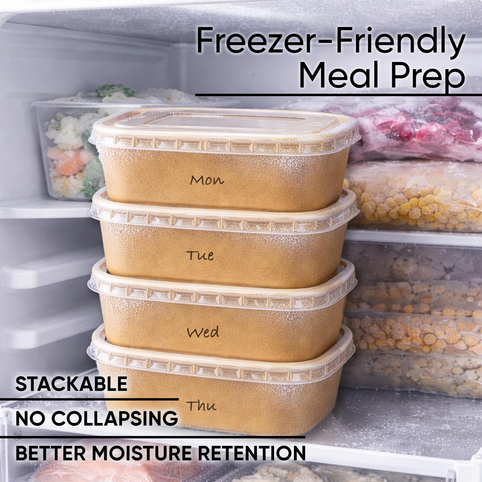Disposable Meal Prep Containers 50 Pack 29oz Kraft Paper Bowls Lids Leafiew Safe