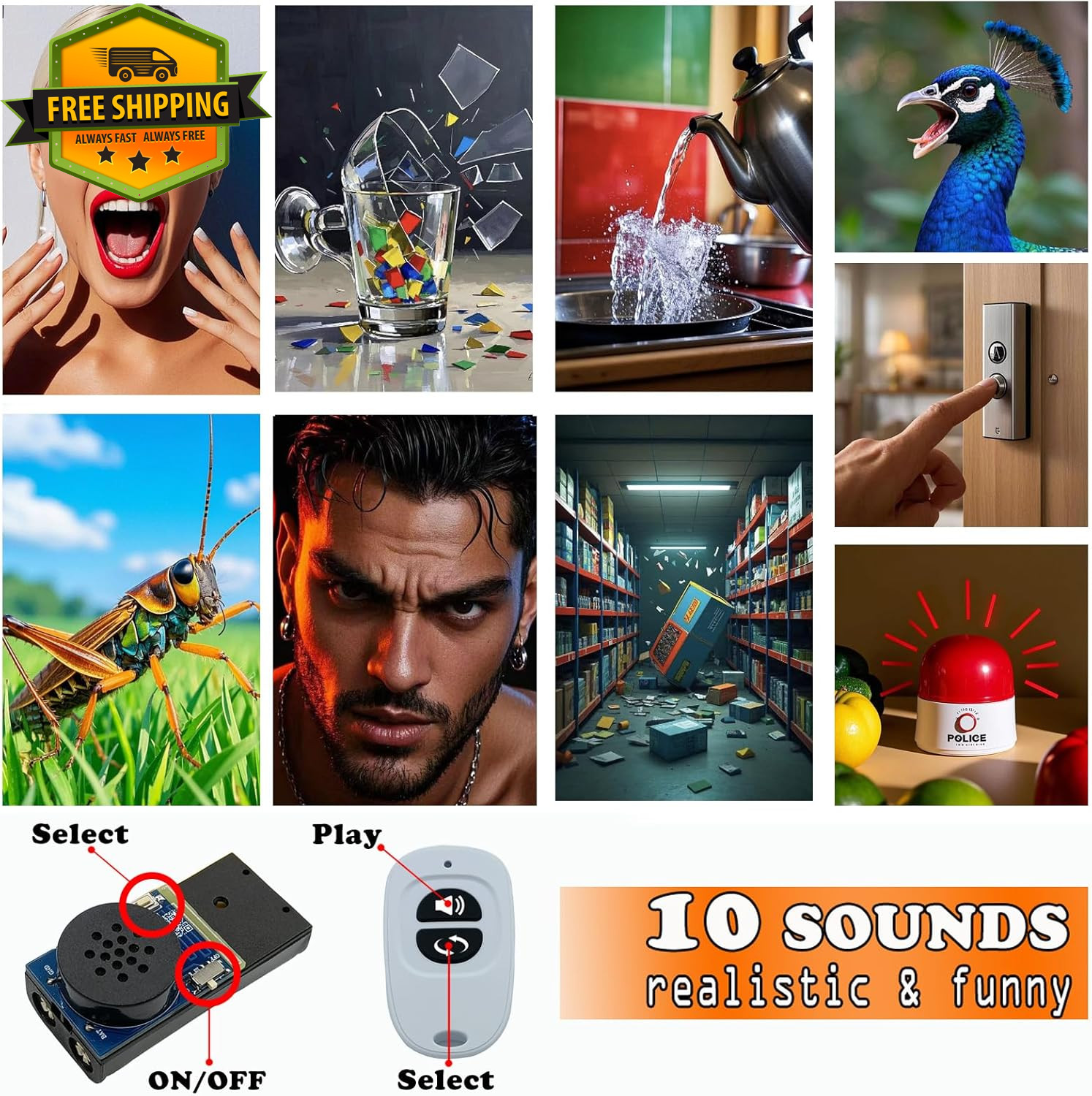 2PCS Remote Control Cricket Noise Maker Prank Hidden Joke Device Party Office Fu