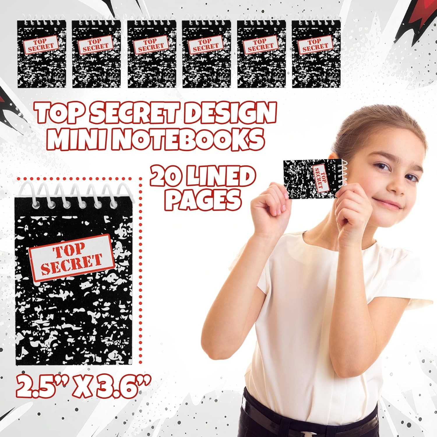 24 Pack Mini Spiral Notebooks Kids Party Favors Spy Detective Murder Mystery