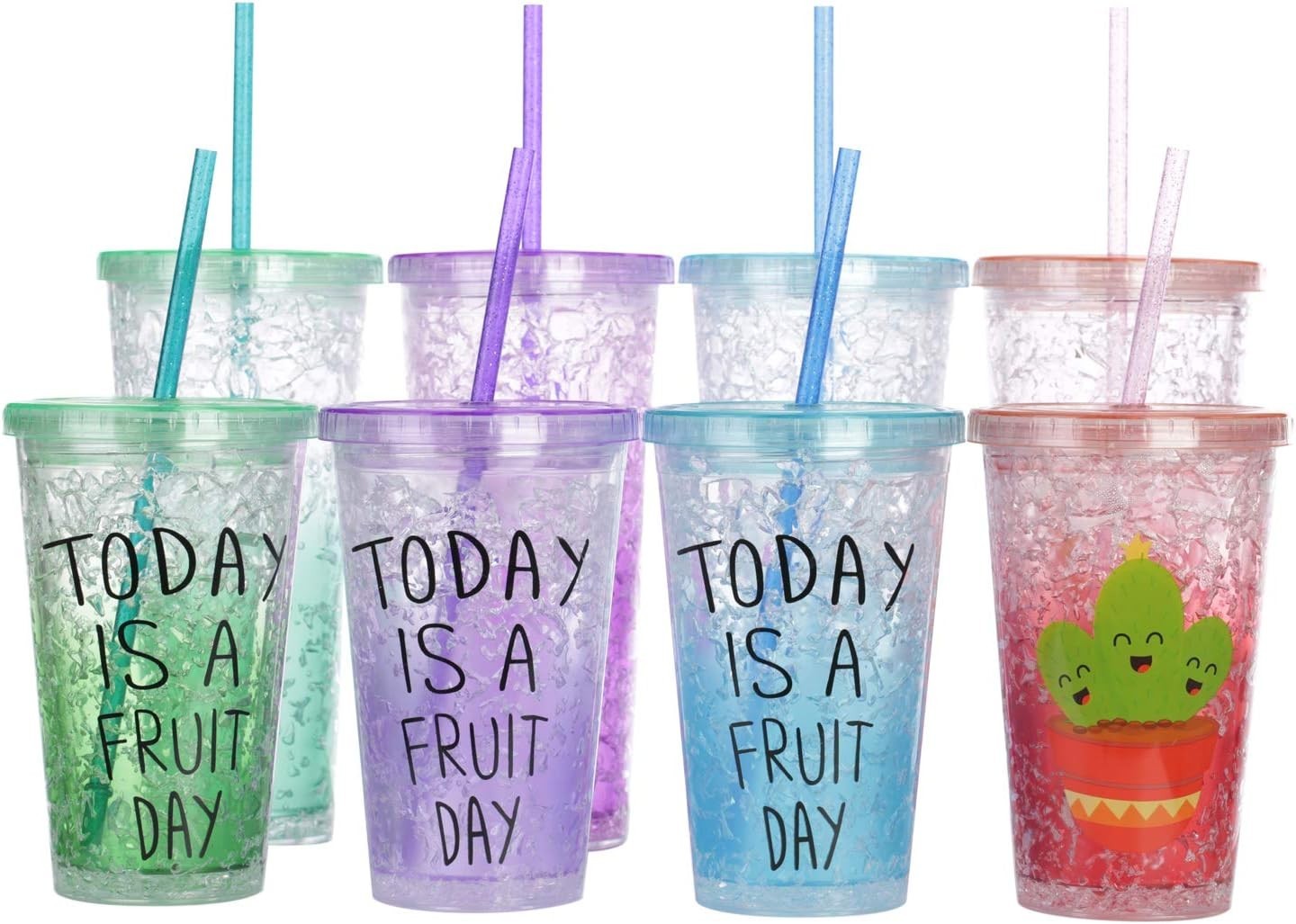 BPA-Free 12 Piece 9 Inch Reusable Clear Plastic Glitter Sparkle Drinking Stra…
