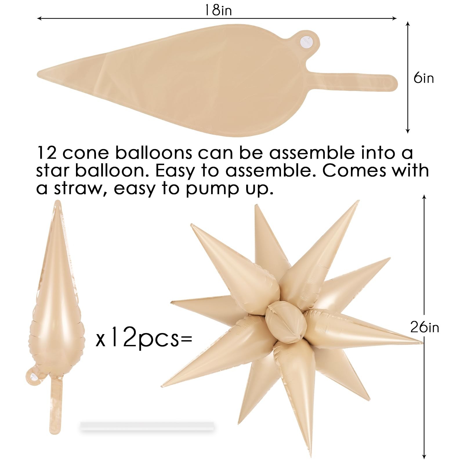 72 Pcs Star Balloons Foil Explosion Balloons Magic 12 Point Star Cone Balloon…
