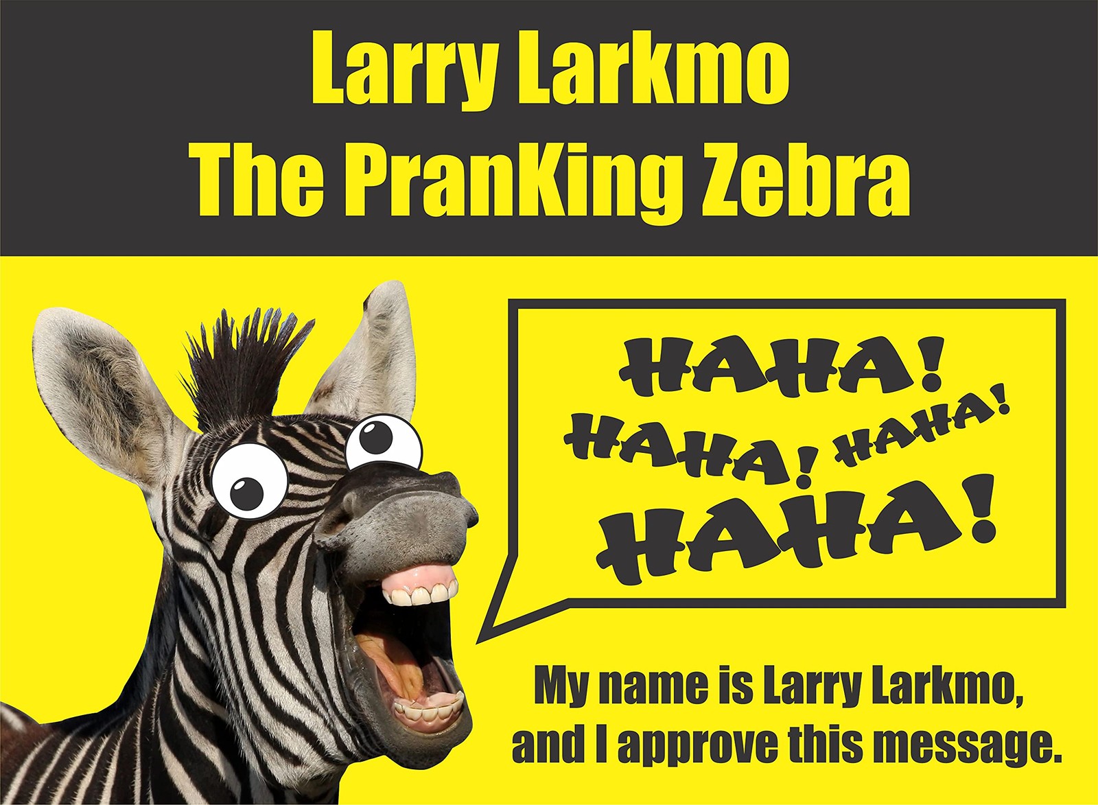 Larkmo The Pranking Zebra Funny $100 Gag, Realistic One Small, Multicolor