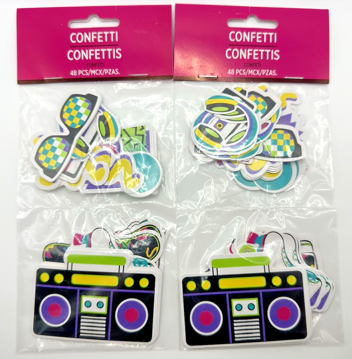 Retro 1980s-90s Confetti Cutouts 80s 90s Party Decoration 96pcs New
