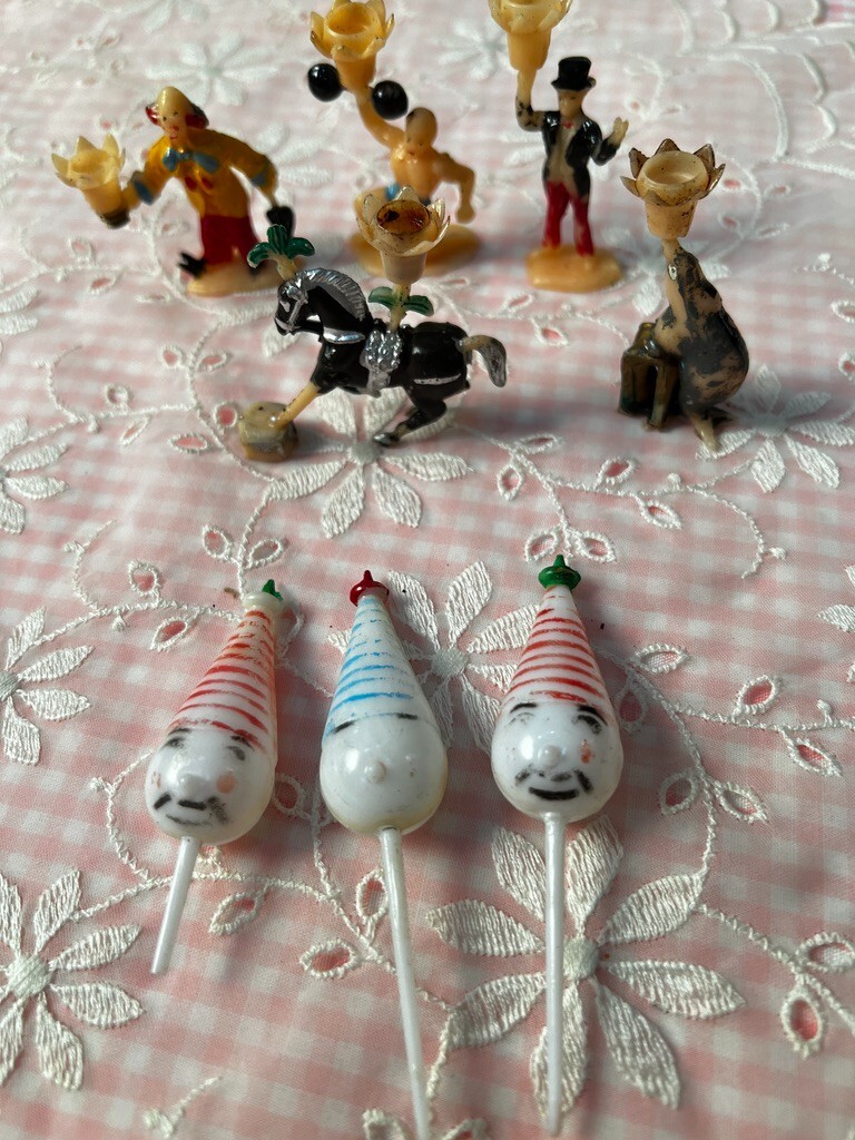 Vintage Cake Toppers Candle Holders Circus Theme Hong Kong Lot of 8